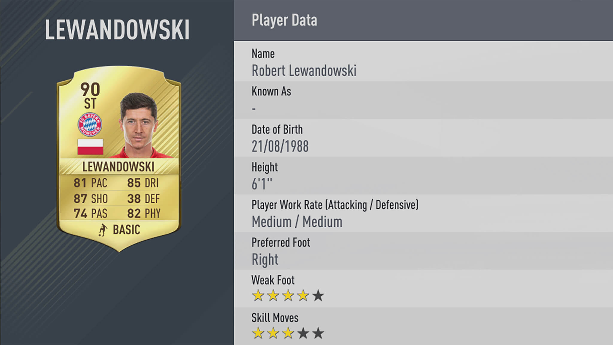 FIFA 17 - notes 50 meilleurs joueurs - Lewandowski