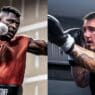 Tom Aspinall et Francis Ngannou boxent.