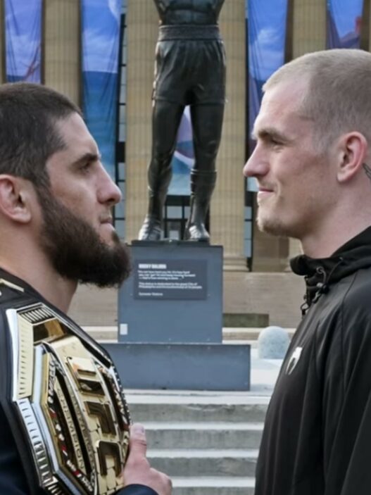 Islam Makhachev et Ian Garry face à face.
