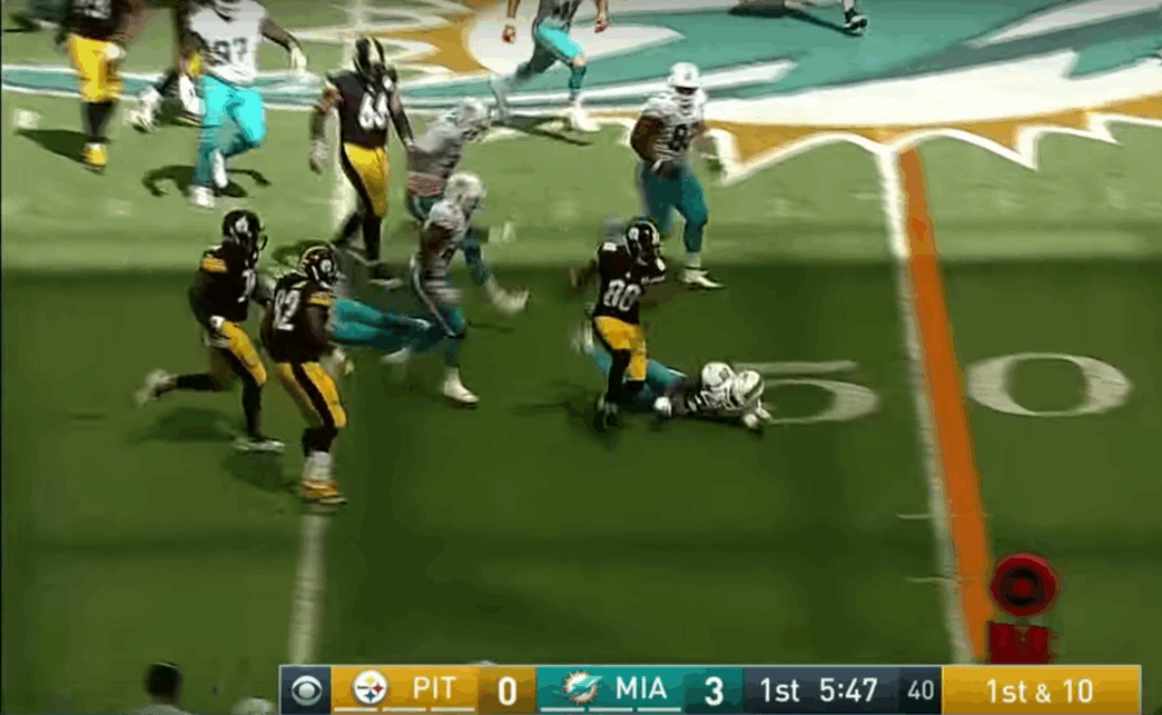 Darrius Heyward-Bey piétine la défense des Dolphins pour un énorme TD de 60 yards