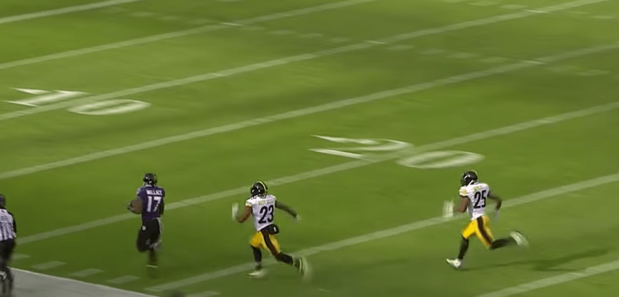 Mike Wallace et son touchdown record face aux Steelers !