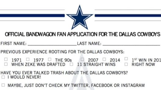 Les Cowboys sortent un formulaire pour les "Bandwagoners"
