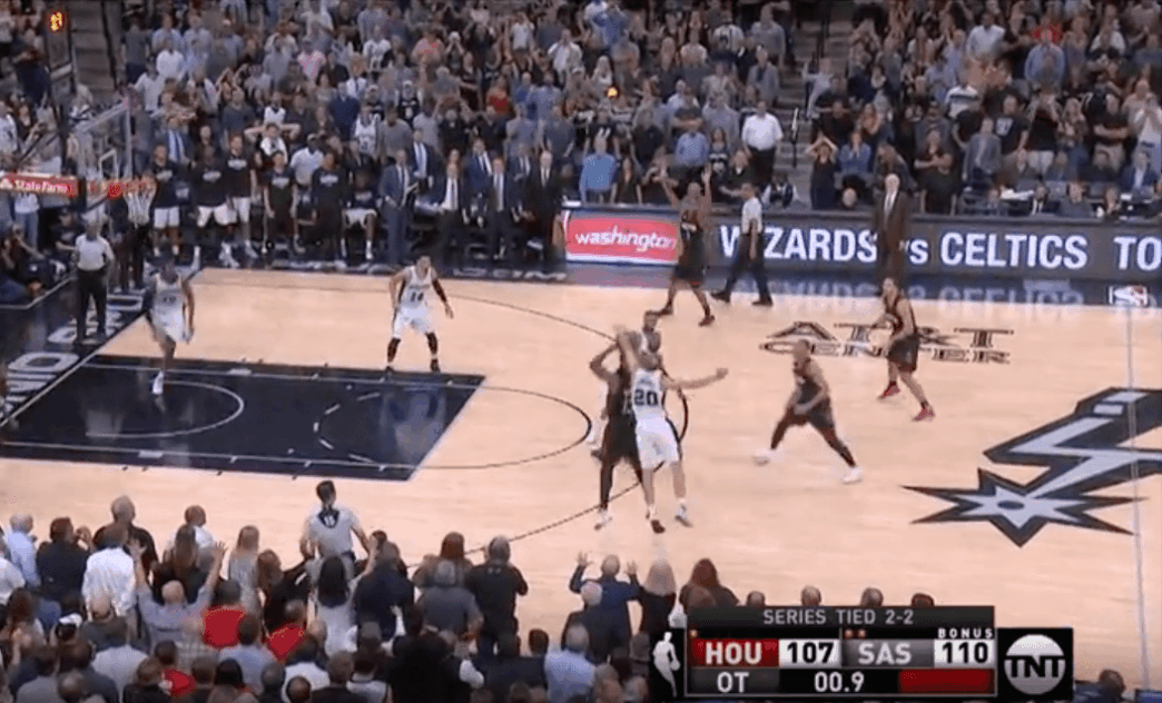 Le contre ultra clutch de Manu Ginobili sur James Harden