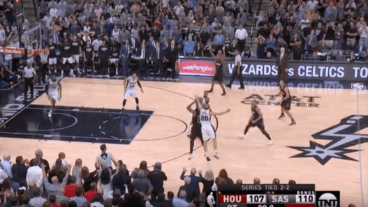 Le contre ultra clutch de Manu Ginobili sur James Harden