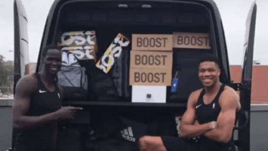Giannis Antetokounmpo reçoit un camion rempli d’Adidas