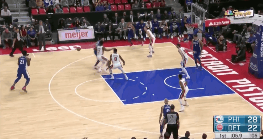 Ben Simmons trois points Embiid