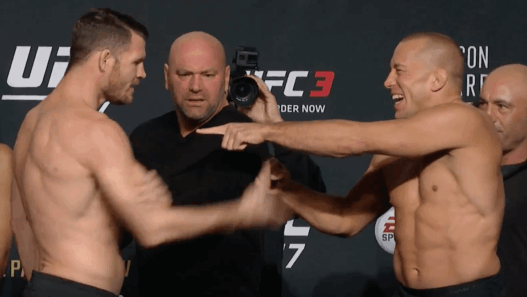 ultime staredown Georges St-Pierre Michael Bisping