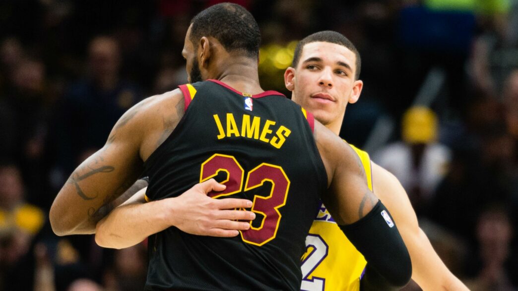 LeBron James Lonzo Ball hug