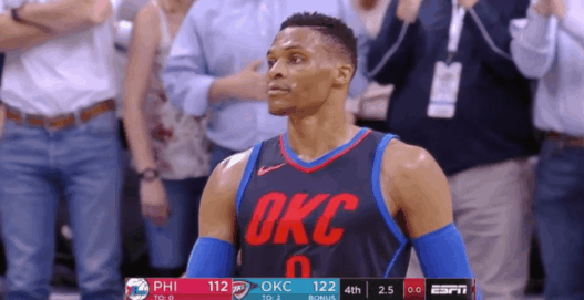 Russell Westbrook Joel Embiid staredown
