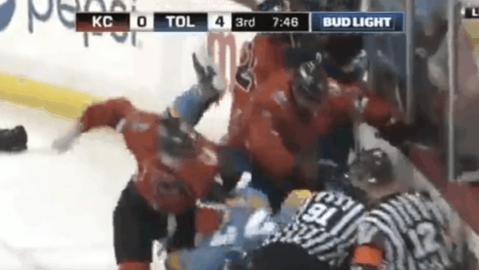 Baston générale en ECHL, même les gardiens s’y mettent