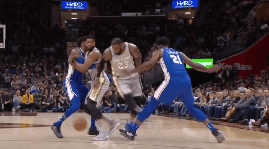 LeBron James behind the back sixers