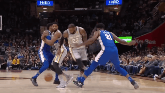 LeBron James behind the back sixers