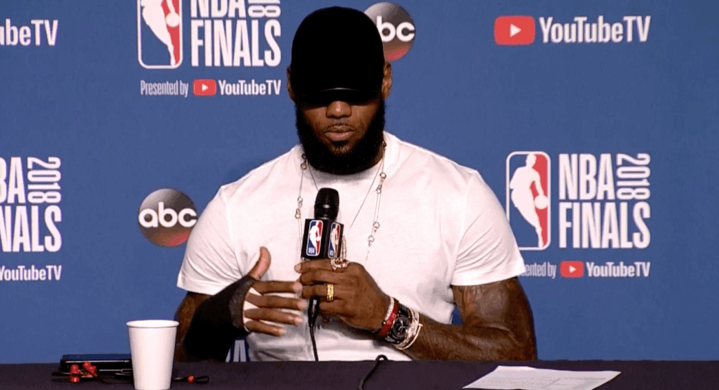 LeBron James NBA Finals Game 1 hand