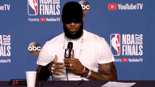 LeBron James NBA Finals Game 1 hand