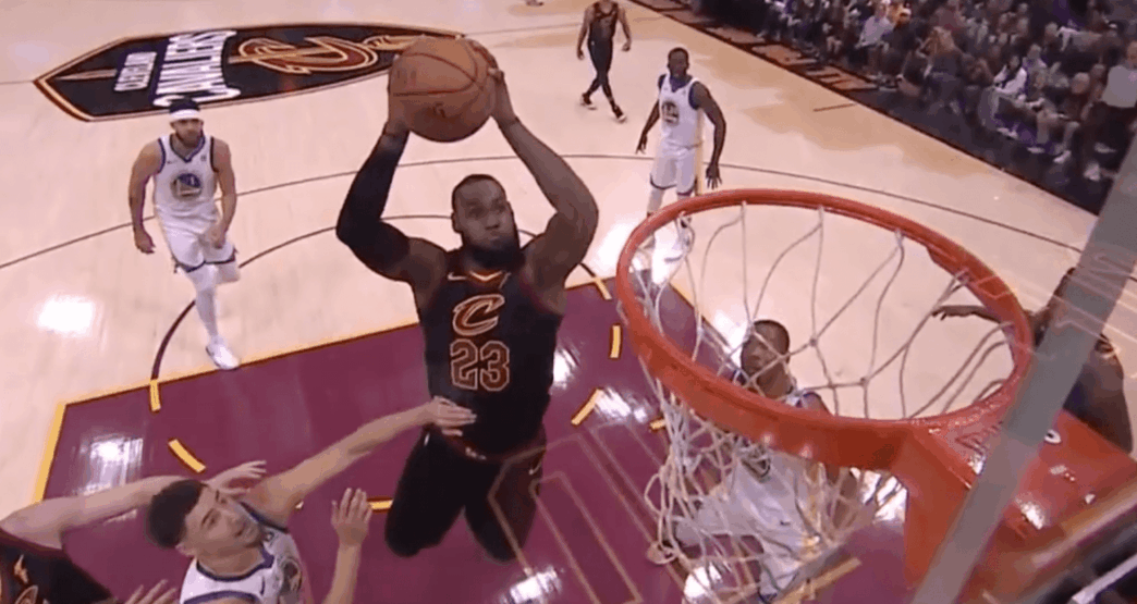 LeBron James alley oop himself