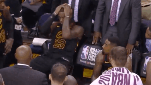 NBA LeBron James Game 2 reaction time out