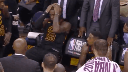 NBA LeBron James Game 2 reaction time out