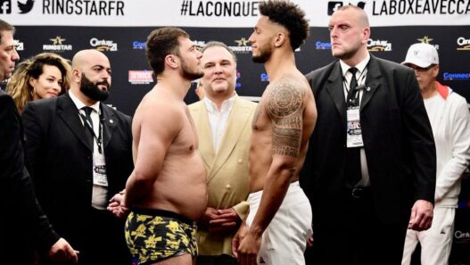 Tony Yoka David Allen staredown