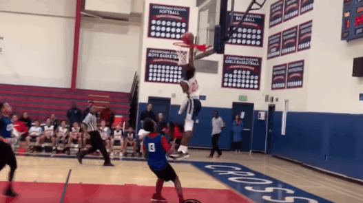 Bronny James in game dunk