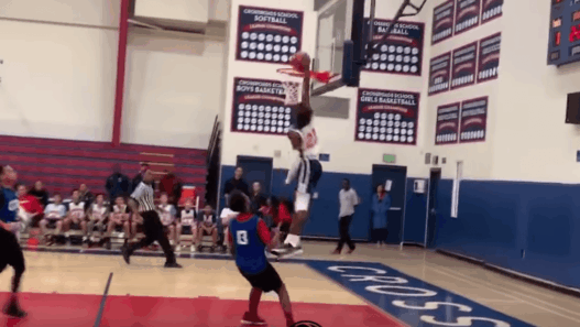 Bronny James in game dunk