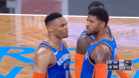 Paul George celebration Brooklyn Nets