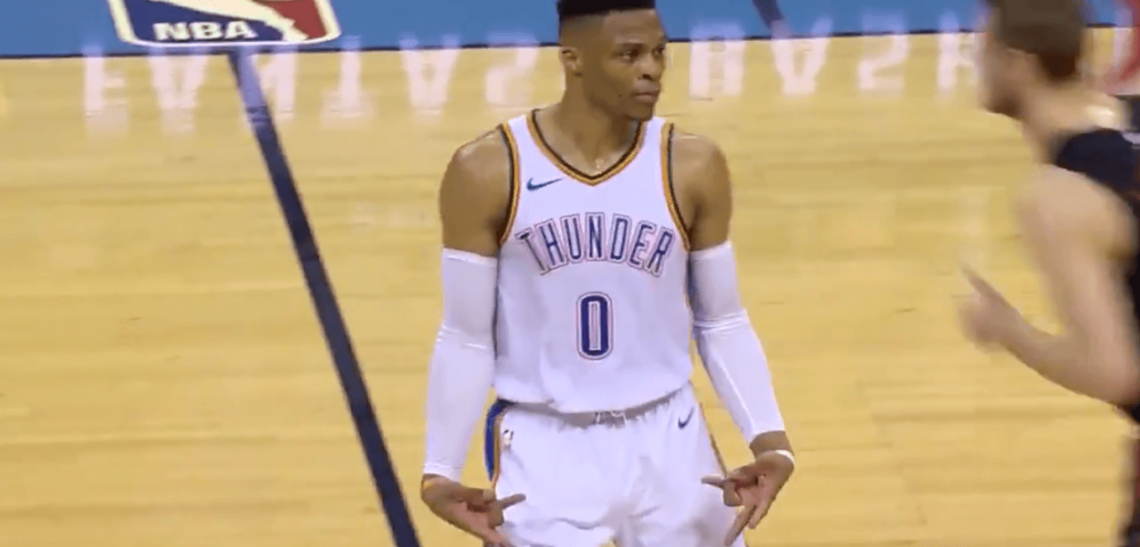 Russell Westbrook celebration triple double