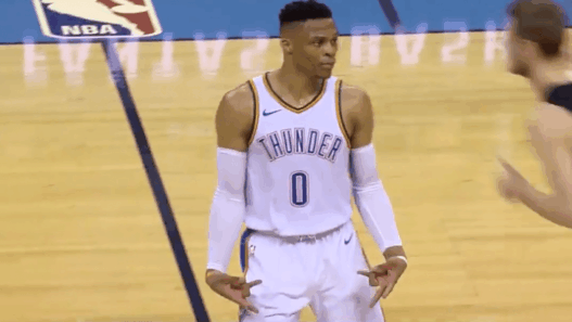Russell Westbrook celebration triple double