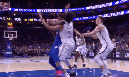 Joel Embiid elbow sixers nets
