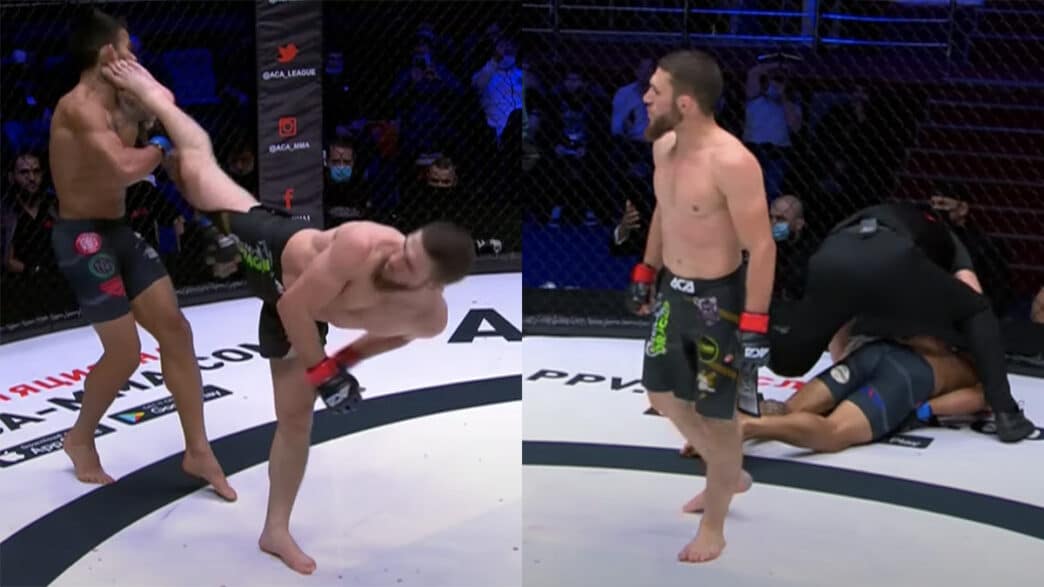 Magomed Bibulatov spinning wheel kick KO