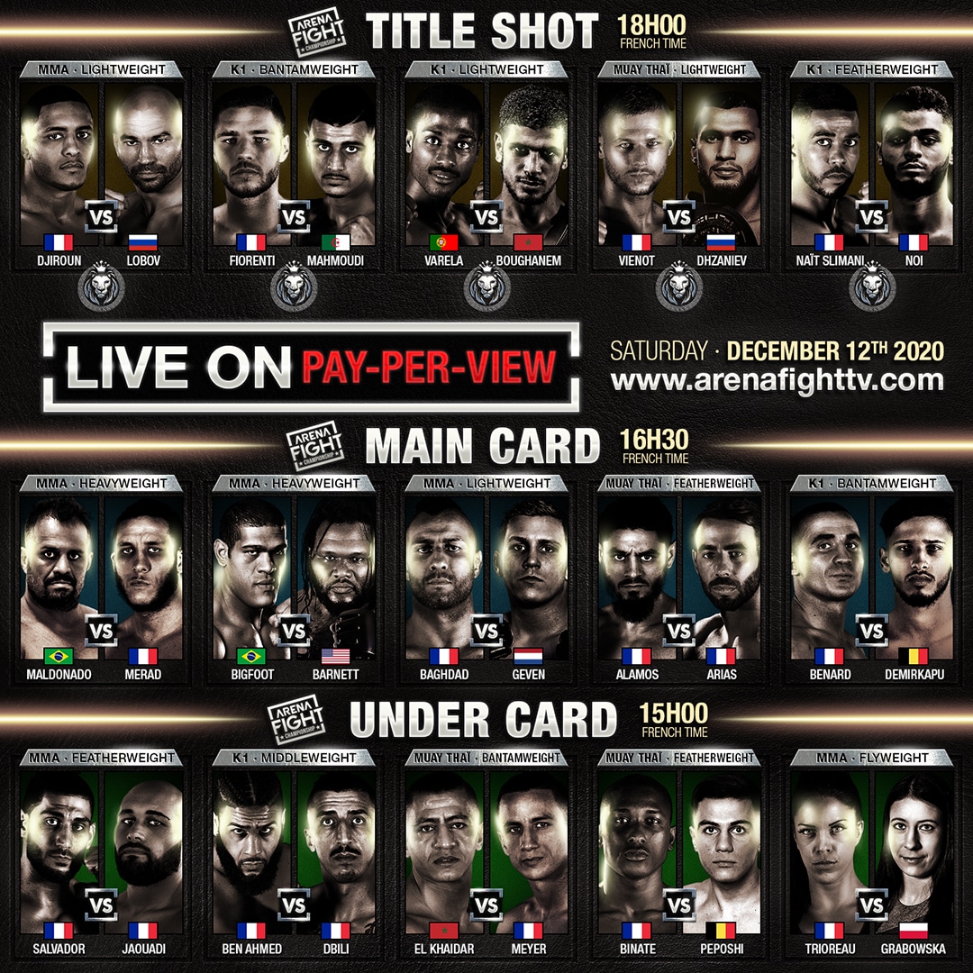 Arena Fight Championship 2 Fight Card