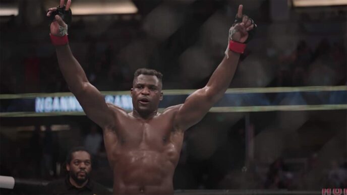 Francis Ngannou celebration UFC 270