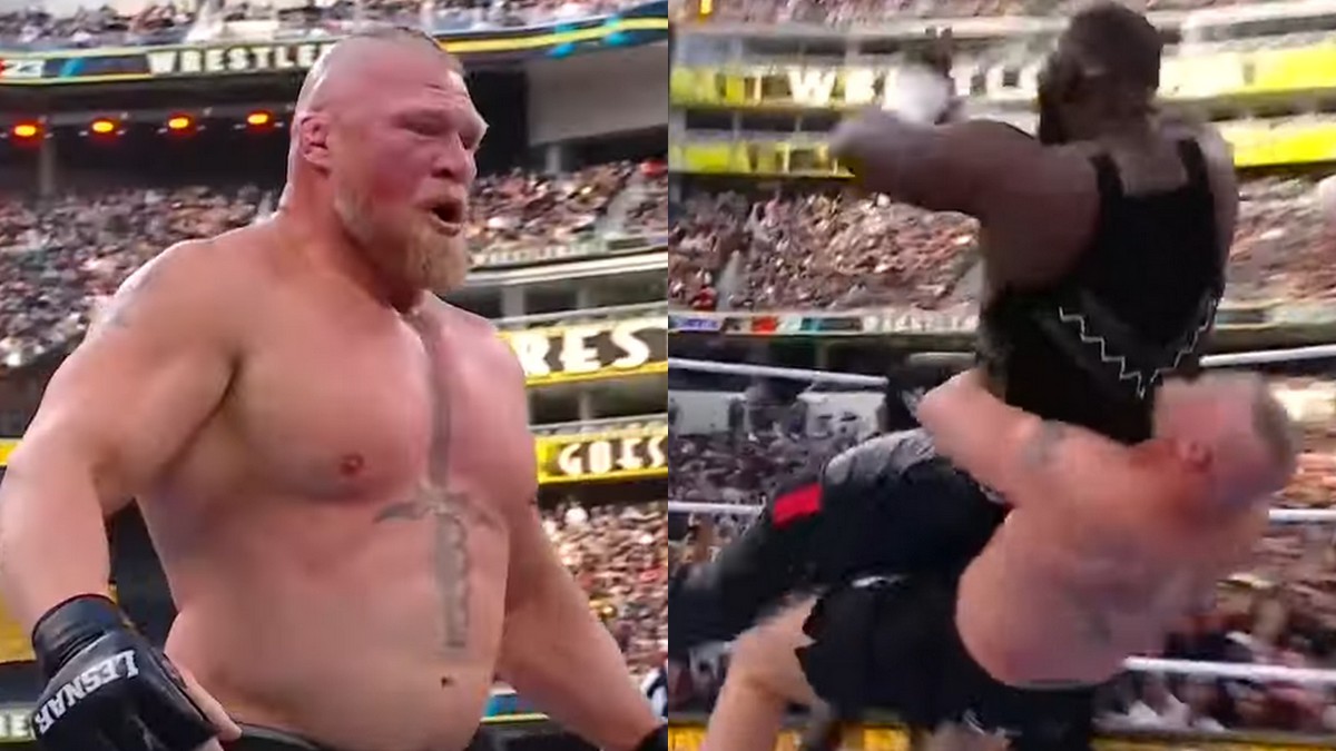 Brock Lesnar pulvérise un géant de 2m21 à Wrestlemania !