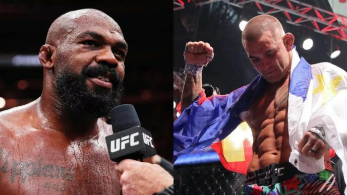 jon jones réagit dustin poirier UFC 318