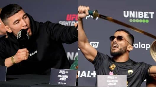 Le champion d’ARES sort un sabre en conférence de presse